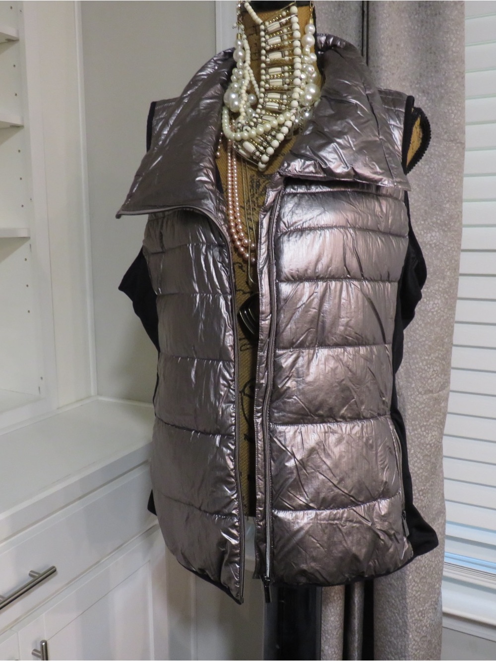 Calvin Klein Metallic Silver Quilted Puffer Vest
